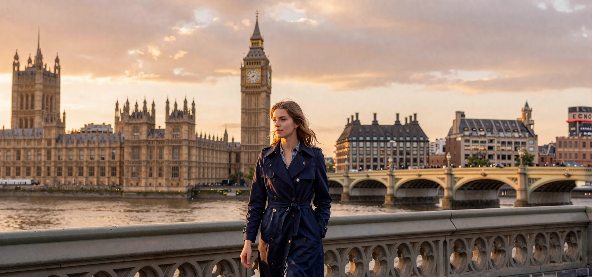 London skyline at golden hour with Tower Bridge and the Thames - British women dating scene