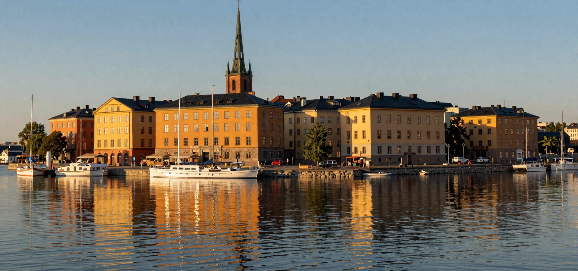 Stockholm old town Gamla Stan at golden hour with colorful waterfront buildings - Swedish women dating scene