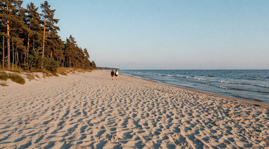 Jūrmala white sand beach with pine forests along the Baltic Sea coastline - romantic Latvian dating destination
