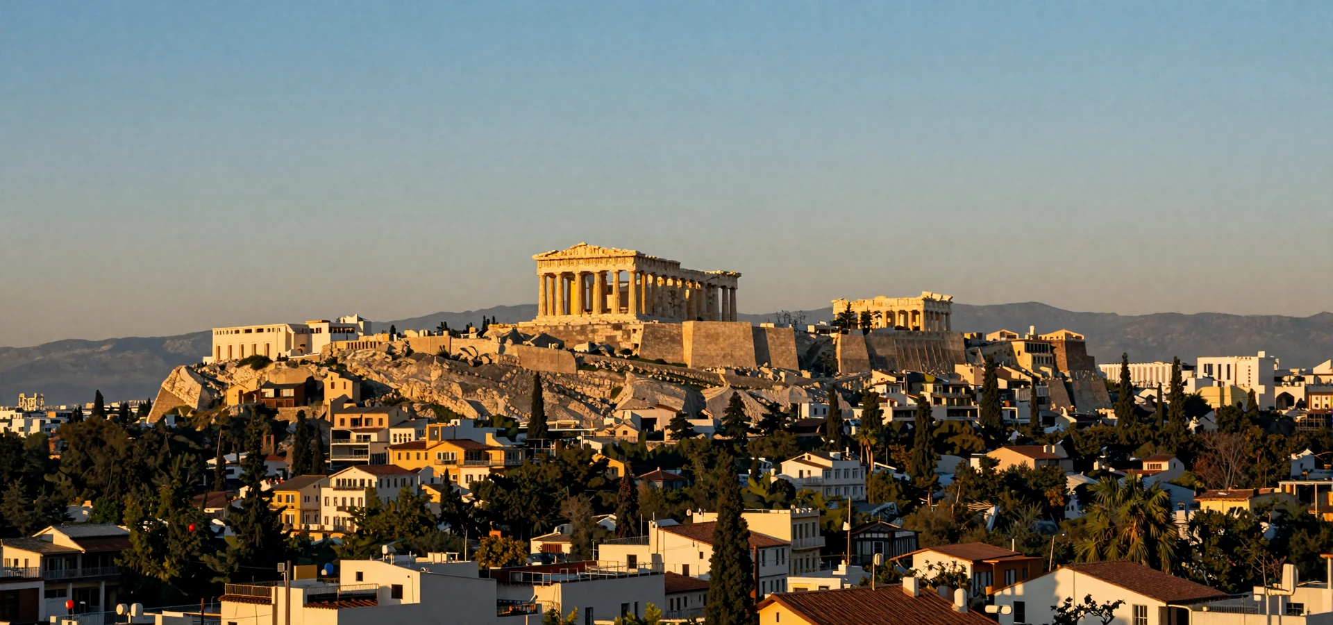 Athens skyline with the Acropolis at golden hour - Greek women dating scene and Mediterranean romance