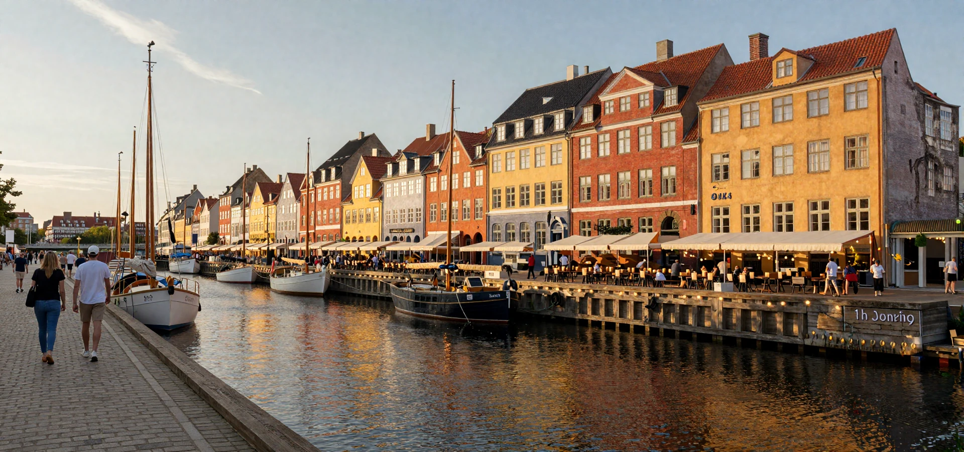 Colorful Nyhavn canal houses in Copenhagen Denmark at golden hour - Danish women dating scene